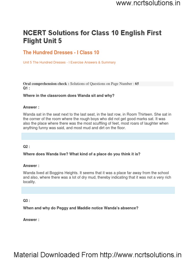 unit 5 english class 10 question answer