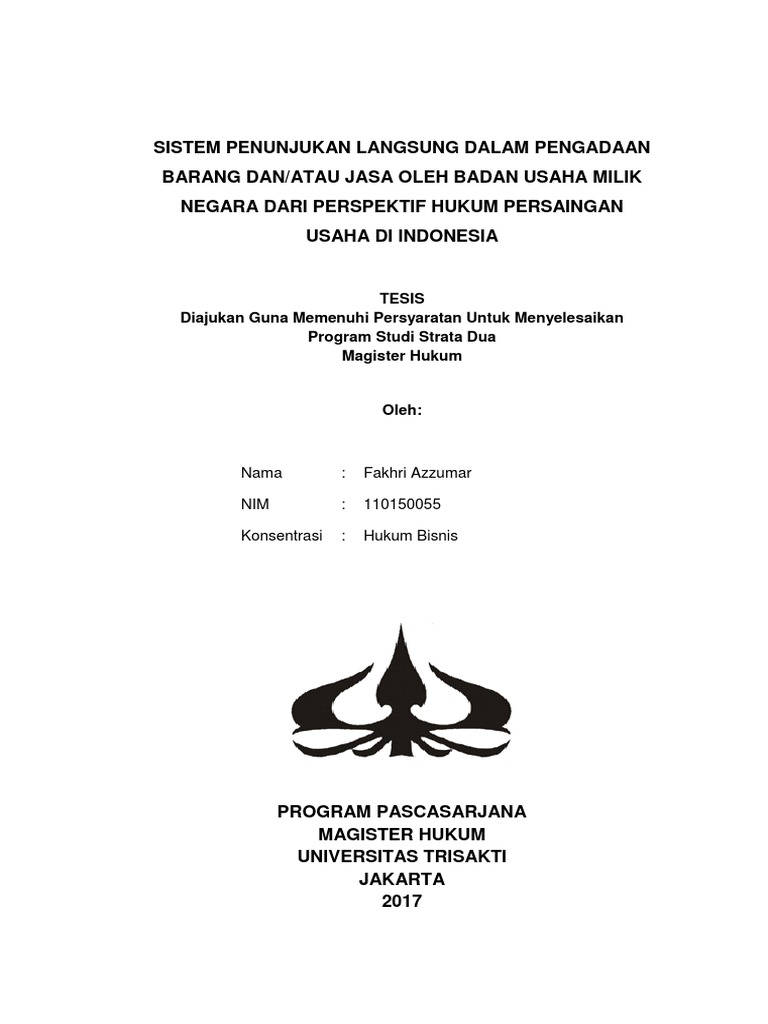 Download Sistem Penunjukan Langsung Dalam Pengadaan Barang Dan/Atau Jasa Oleh Badan Usaha Milik Negara ...