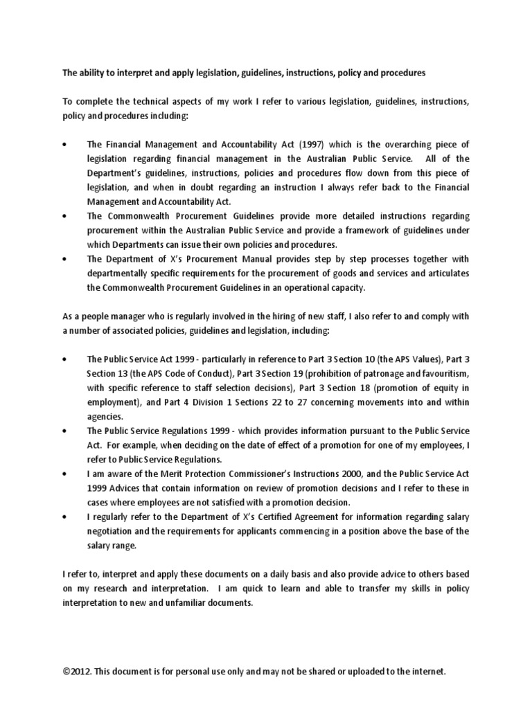 3 The Ability To Interpret and Apply Legislation, Guidelines