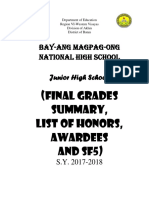 (Final Grades Summary, List of Honors, Awardees and Sf5) : Bay-Ang Magpag-Ong National High School Junior High School