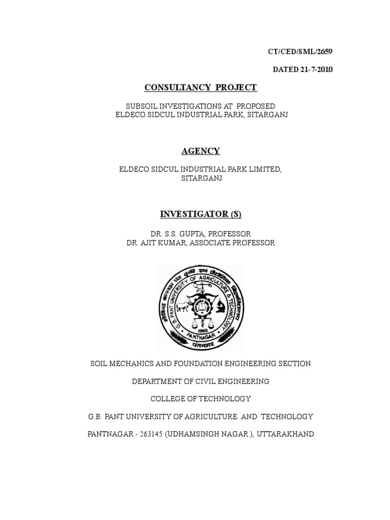 Subsoil Investigation Report for Eldeco Park | PDF | Silt | Sand