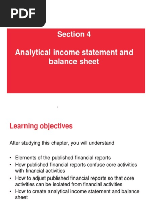 4. Analytical Income Statement and Balance Sheet