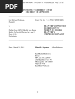 Pederson v Frost - Plaintiff's  Opposition to Motion to Dismiss - filed April 1, 2018 