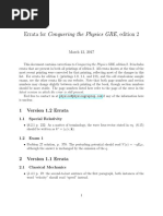 Errata For Conquering The Physics GRE, Edition 2