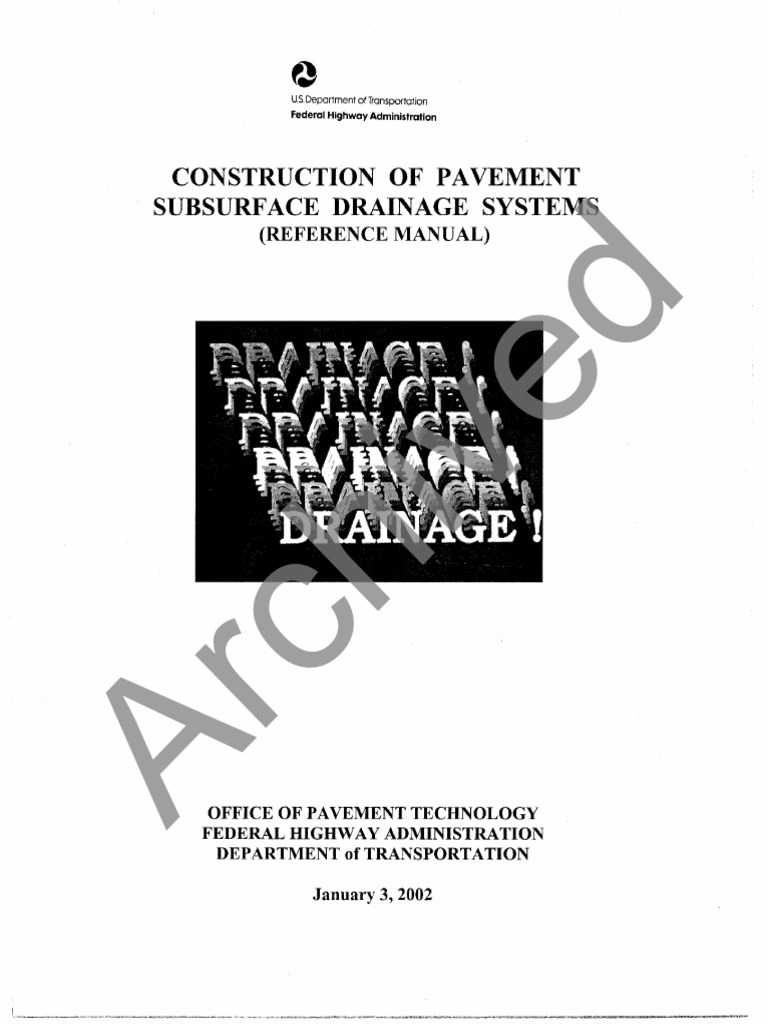 Pavement Subsurface Drainage Manual | PDF | Road Surface | Concrete