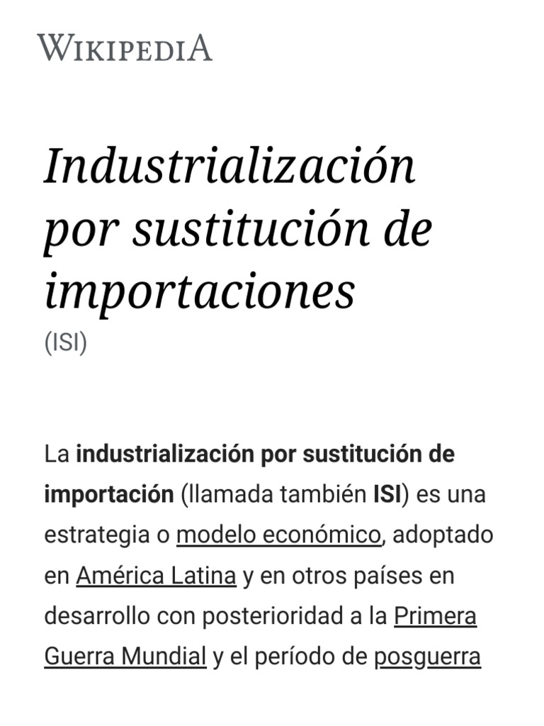 Industrialización Por Sustitución de Importaciones PDF | PDF | Ciencias  económicas | Business