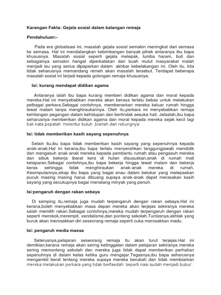 Karangan Fakta Masalah Sosial Pdf