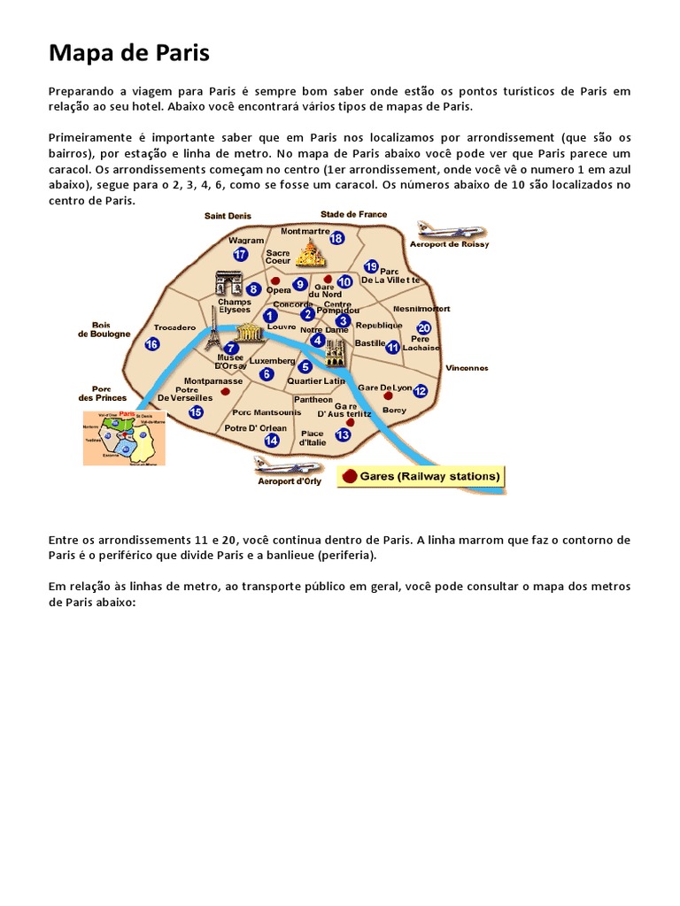 Mapa Turístico de Paris para Viagem | PDF | Paris | Metropolitano