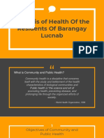 Analysis of Health of The Residents of Barangay Lucnab