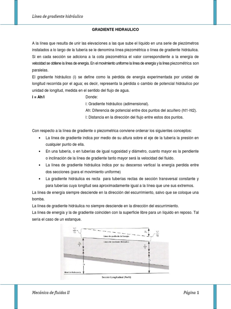 Gradiente Hidraulico | PDF | Movimiento (física) | Tubería (transporte ...