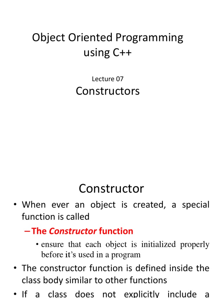 Object Oriented Programming Using C++ | PDF | Constructor (Object ...