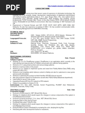C++ Developer - Sample Resumes - CV