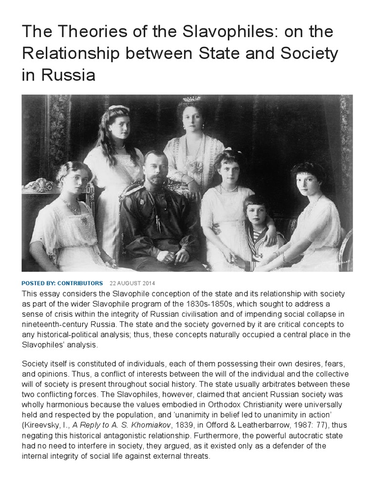 Slavophile Theories on State and Society | PDF | Russian Empire ...