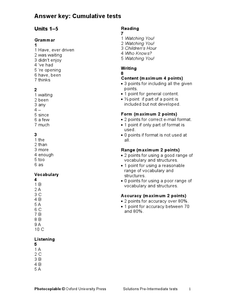 Units 1 5 Progress Test