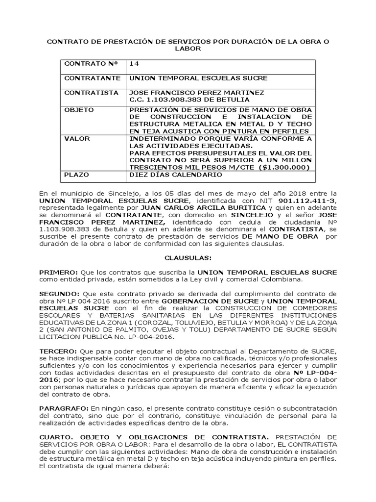 Contrato de Maestro de Soldador de Cubiertas | PDF | Sociedad de  responsabilidad limitada | Gobierno
