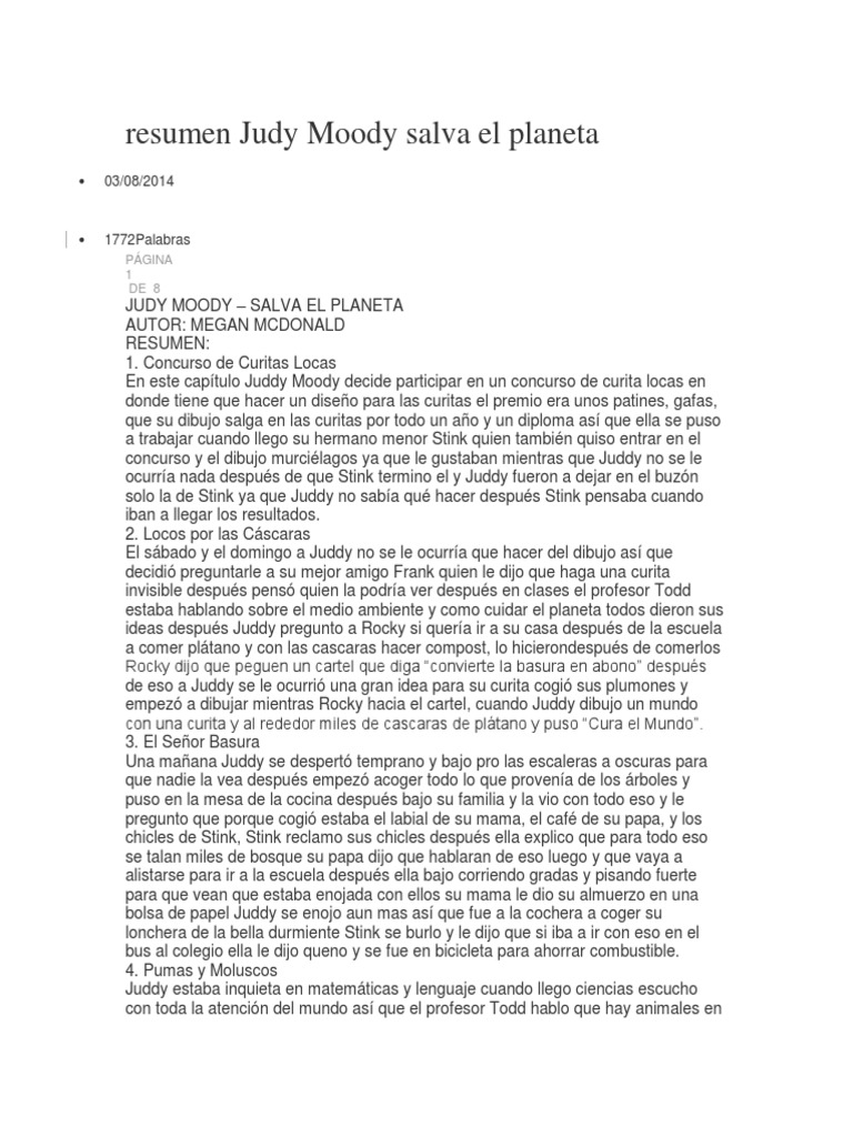 resumen judy moody salva el Naturaleza