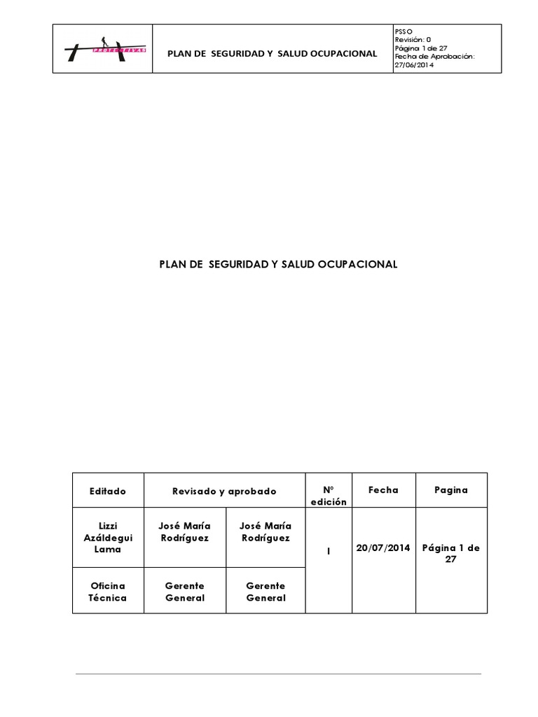 Plan de Seguridad y Salud Ocupacional | PDF | Herida | Riesgo