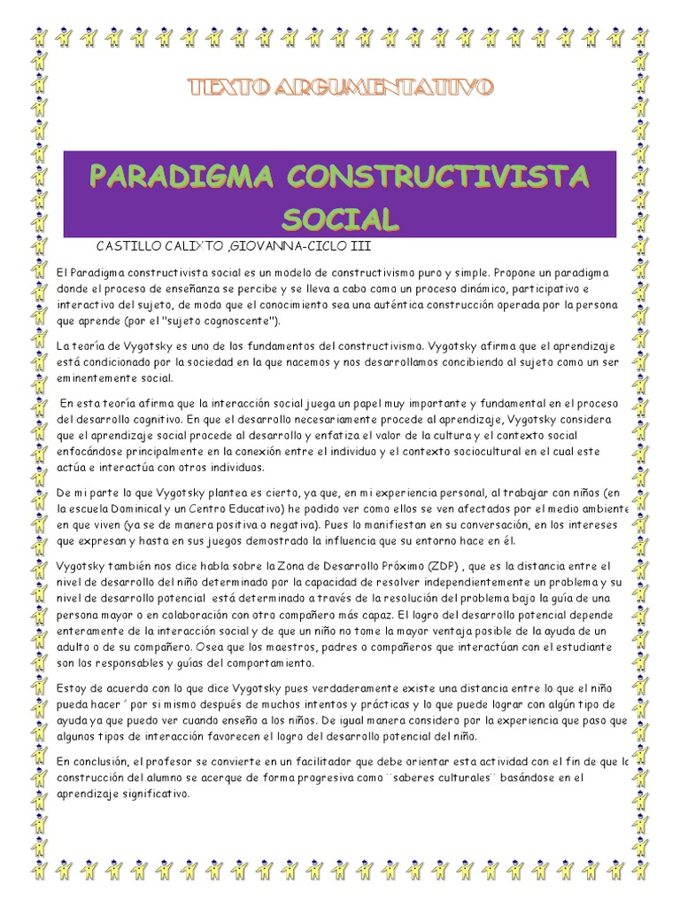 Texto ARGUMENTATIVO PARADIGAMA CONSTRUCTIVISTAGRUPO | PDF | Constructivismo  (filosofía de la educación) | Aprendizaje
