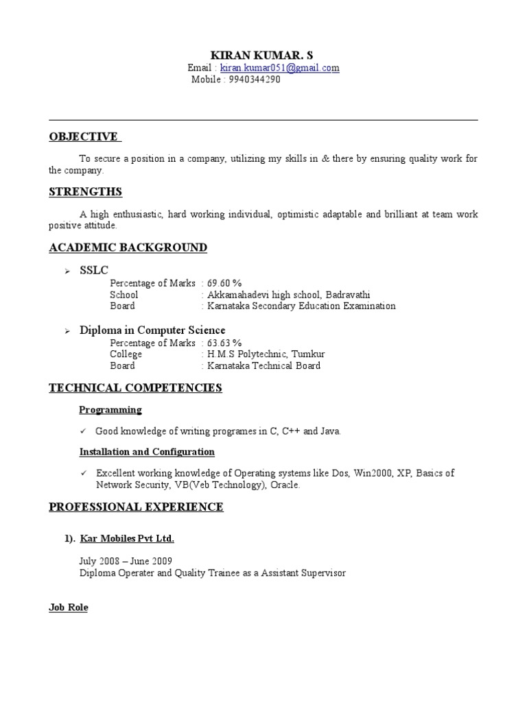 Kiran Kumar's Professional Resume | PDF | Computing