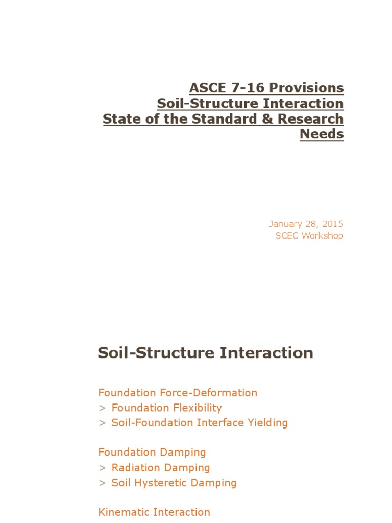 ASCE 7-16 Provisions Soil-Structure Interaction State of The Standard ...