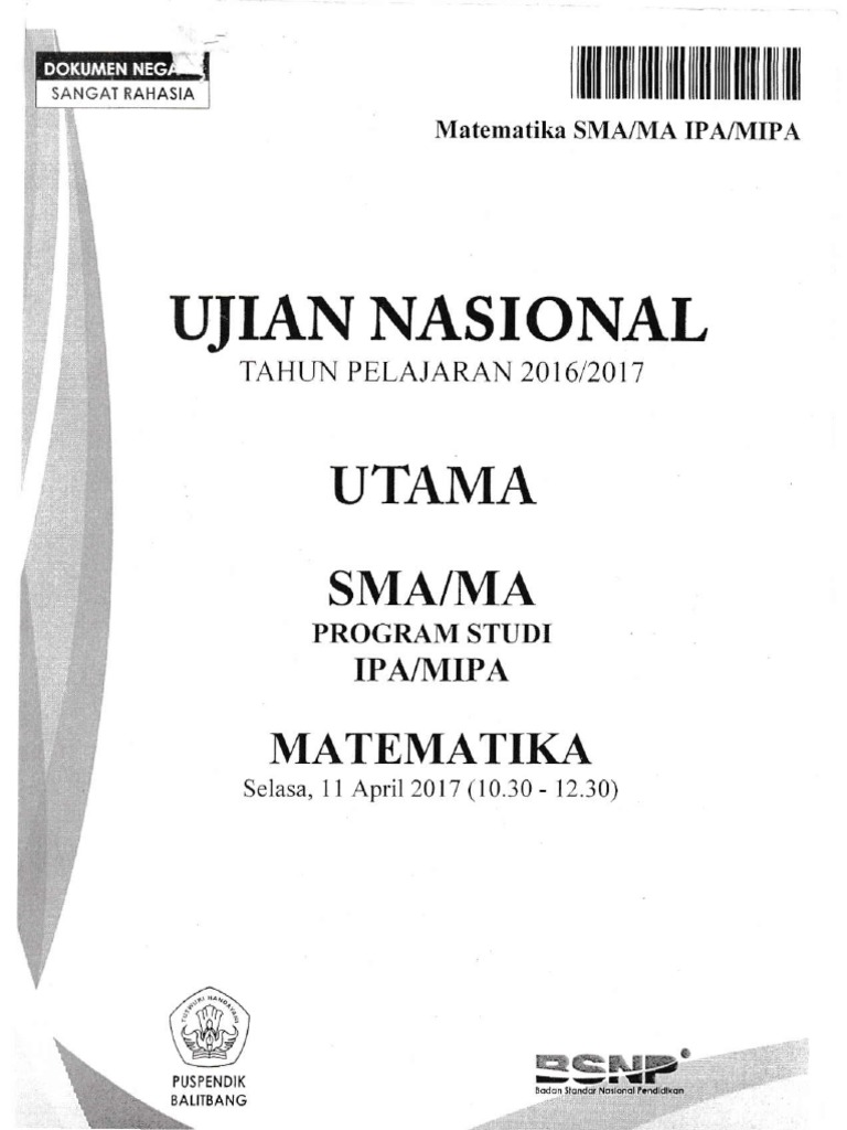 UN Matematika IPA 2017 Bimbingan Alumni UI