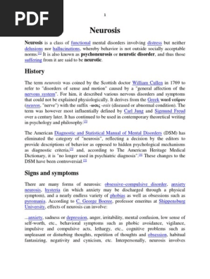 Neurosis Pdf Obsessive Compulsive Disorder Neurosis