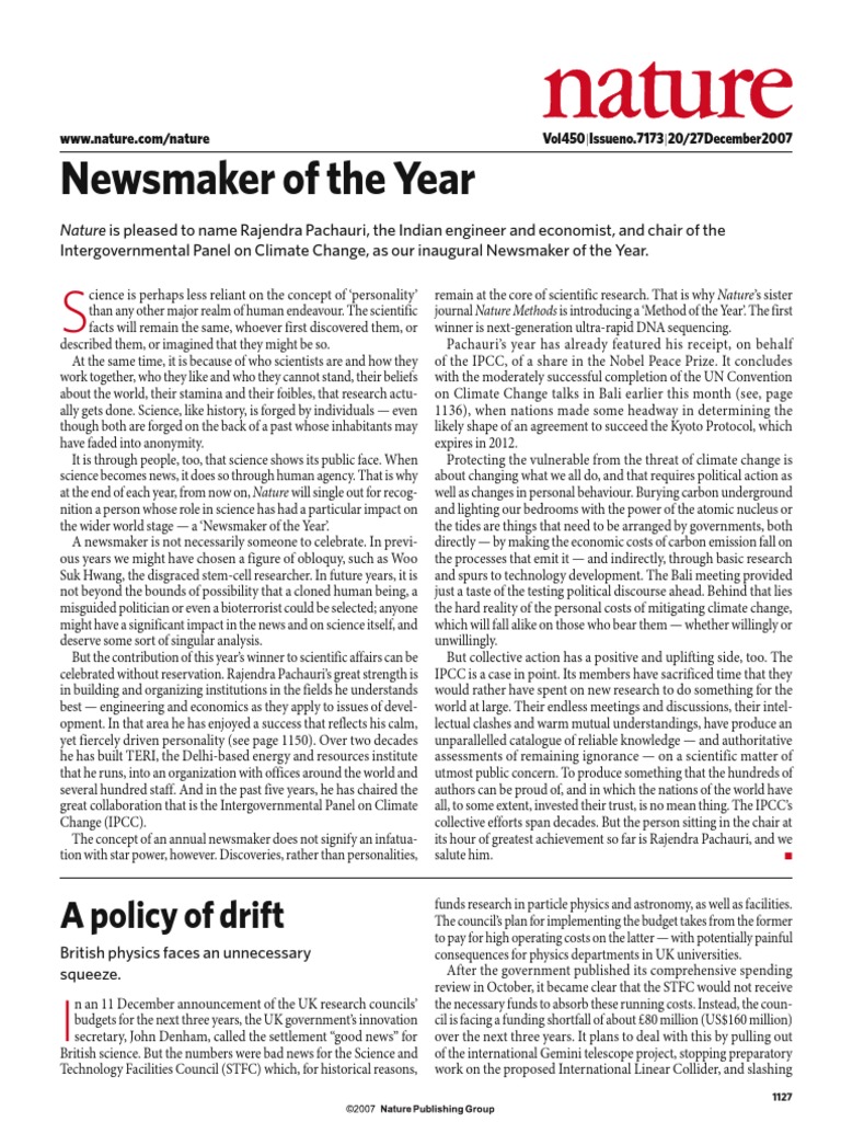 Nature Magazine 7173 07 12 27 Intergovernmental Panel On Climate Change Earth Sciences