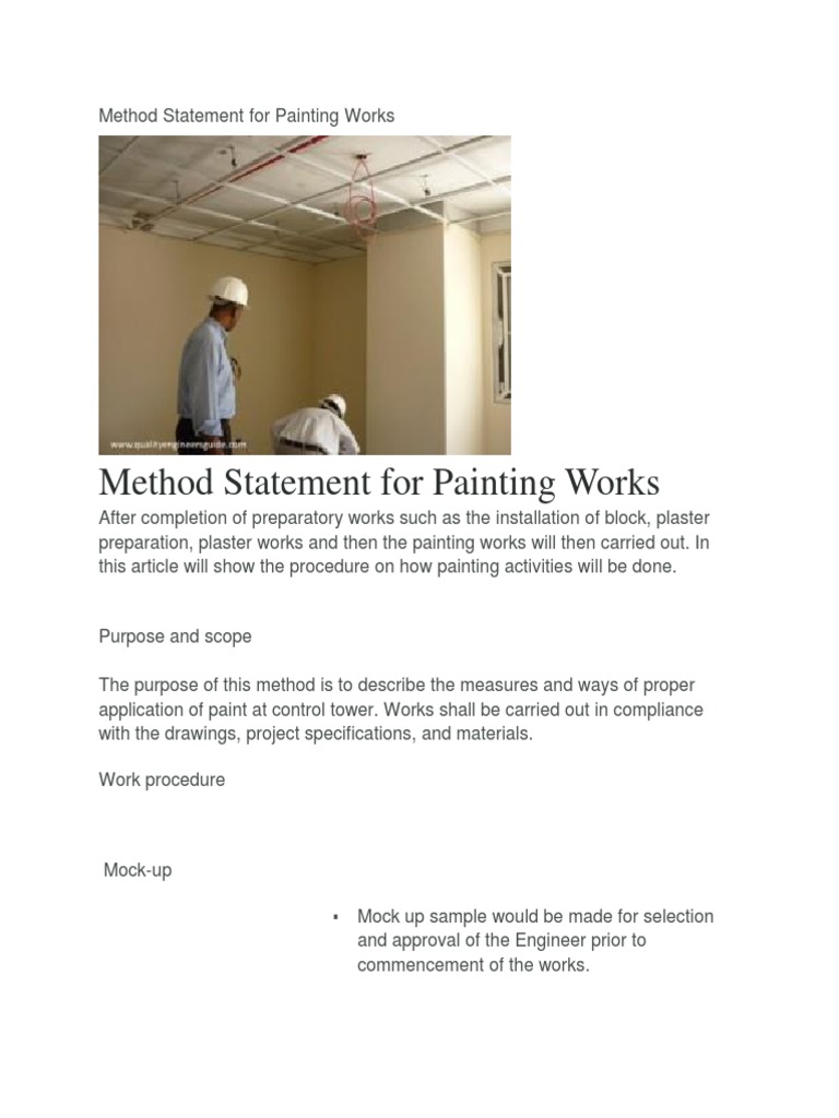 Method Statement For Painting Works PDF Paint Materials