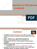 Evolutia Poeziei in Literatura Romana Powerpoint