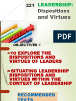 DLD 221 LEADERSHIP Dispositions and Virtues