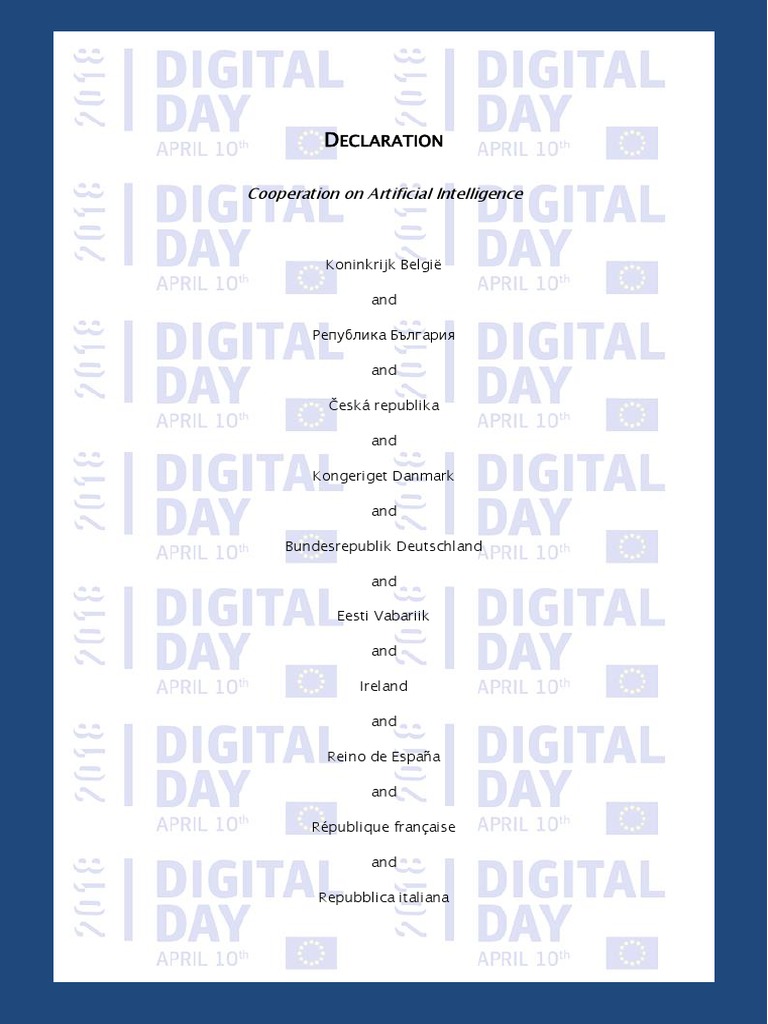 Cooperation On Artificial Intelligence Eclaration Pdf Artificial