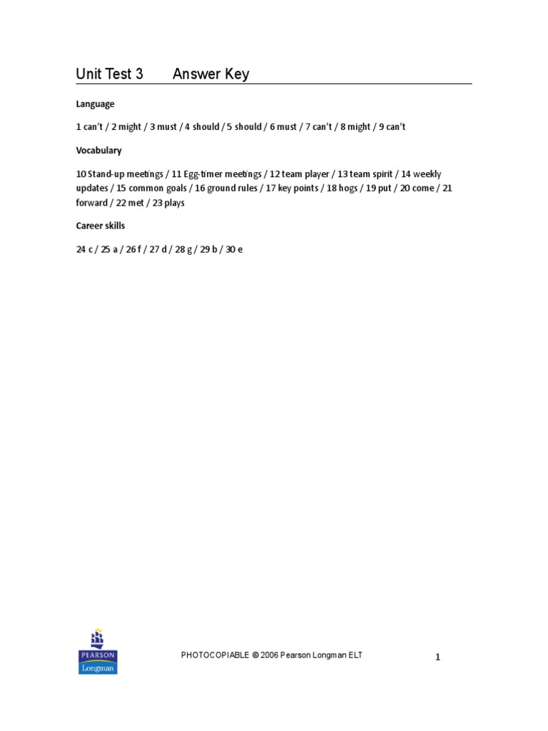 Unit Test 3 Answer Key: Language | PDF | Cooking, Food & Wine