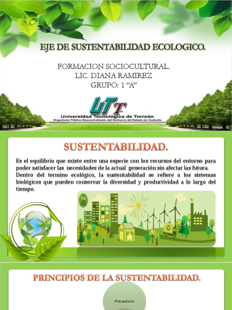 EJE SUSTENTABLE ECOLOGICO Sustentabilidad Ecología