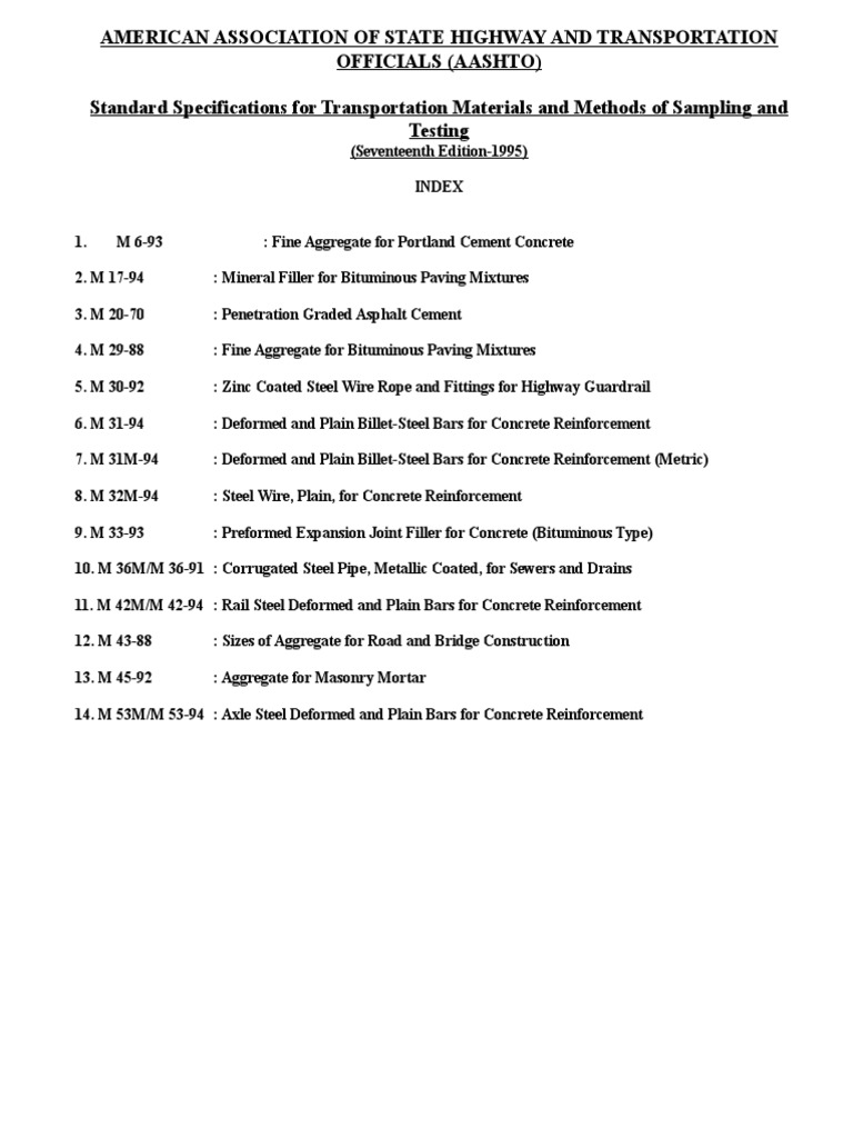 AASHTO Transportation Materials Standards | PDF | Technology & Engineering