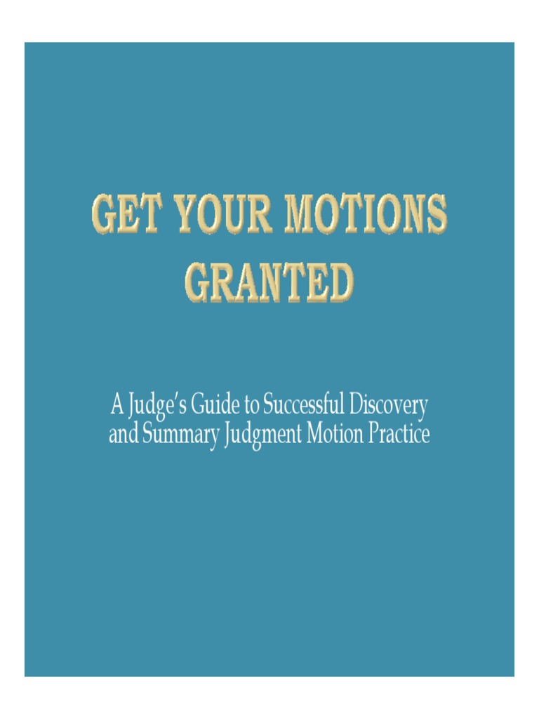 Get Motions Granted PDF Discovery (Law) Motion To Compel