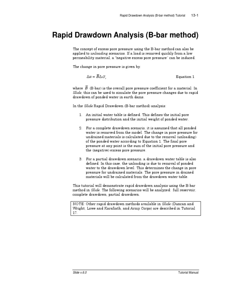 Rapid Drawdown Analysis Tutorial | PDF | Continuum Mechanics | Applied ...