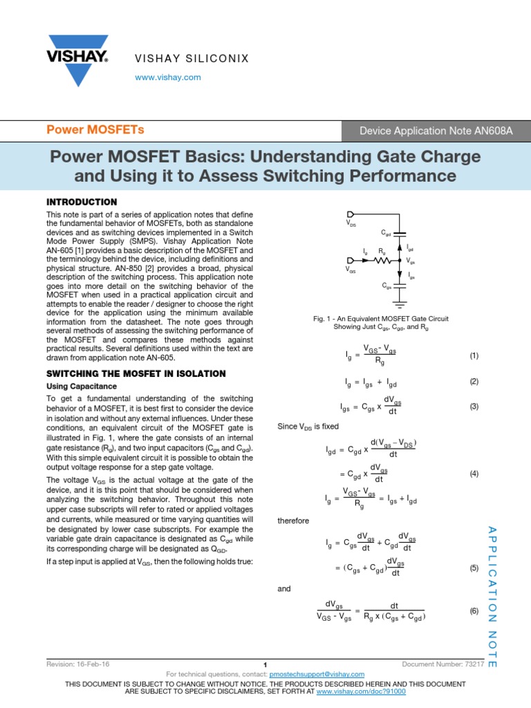 Mosfet Understanding Gate Charge PDF | PDF | Field Effect Transistor ...