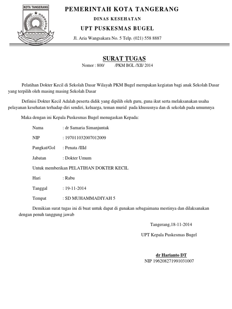 Surat Tugas Pelatihan Dokcil