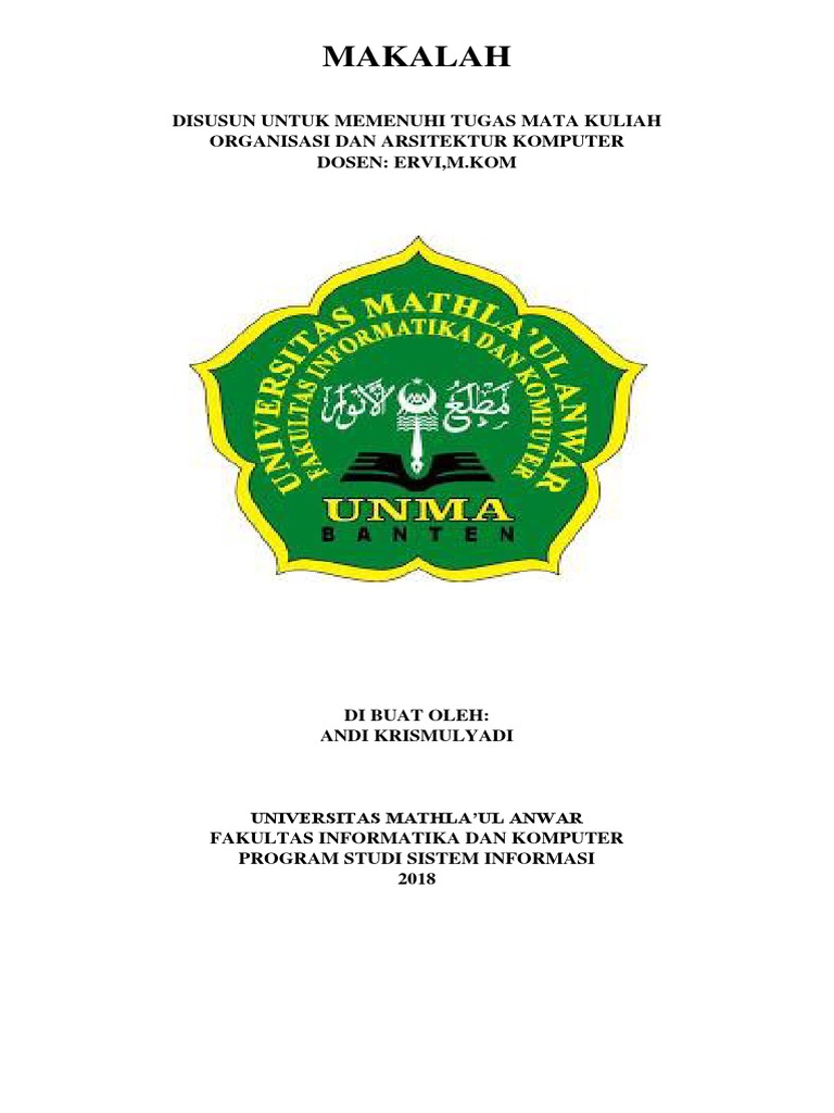Makalah Organisasi Dan Arsitektur Komputer Makalah Organisasi Dan Arsitektur Komputer