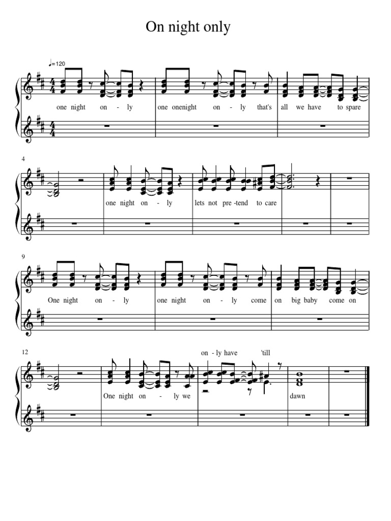 One night only lyrics and meaning PDF