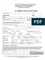 Electrical Permit Application Form: Applicant: Fee