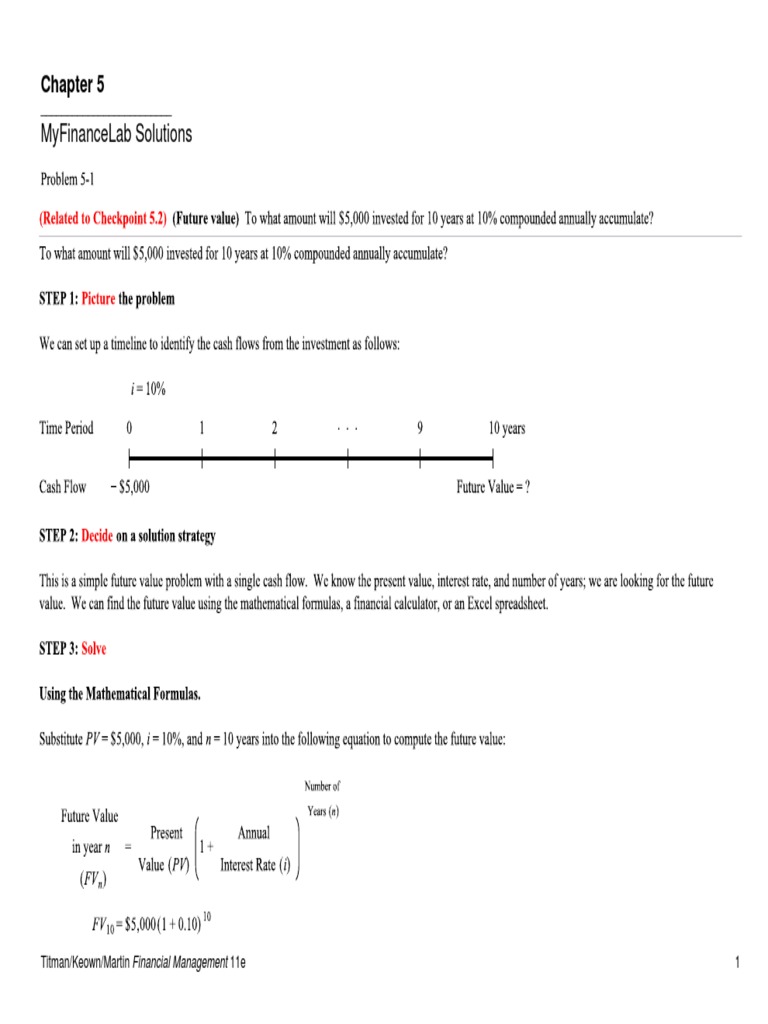 MyFinanceLab Chapter 5 Solutions | PDF | Finance & Money Management