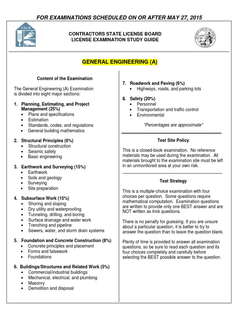 Contractors License Study Guide PDF Storm Drain Test (Assessment)
