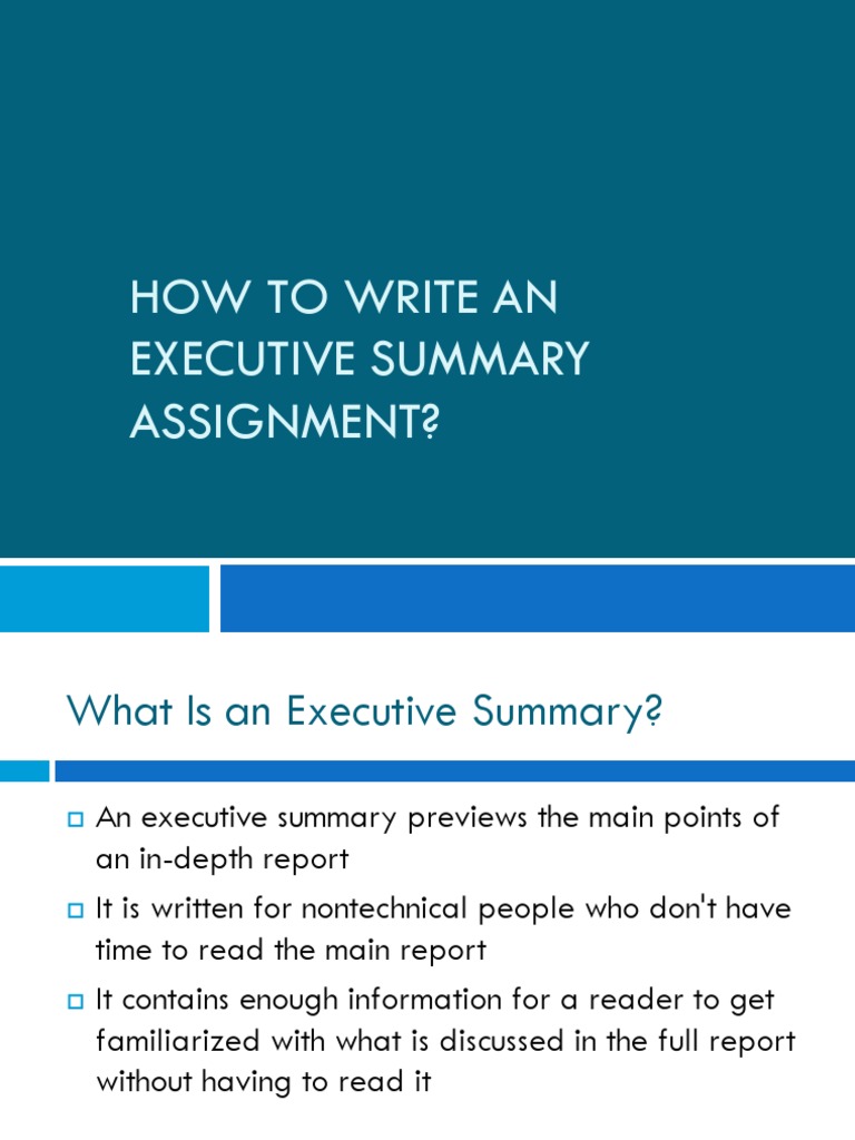 ELC560 - How To Write An Executive Summary | PDF | Ford Motor Company ...