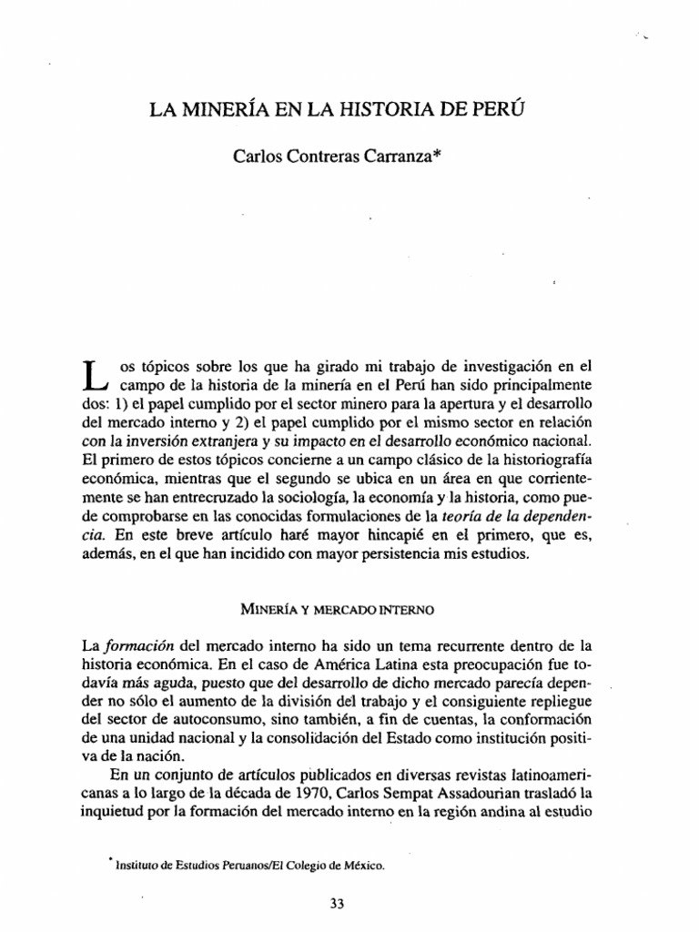 La Mineria en La Historia Del Peru PDF | PDF