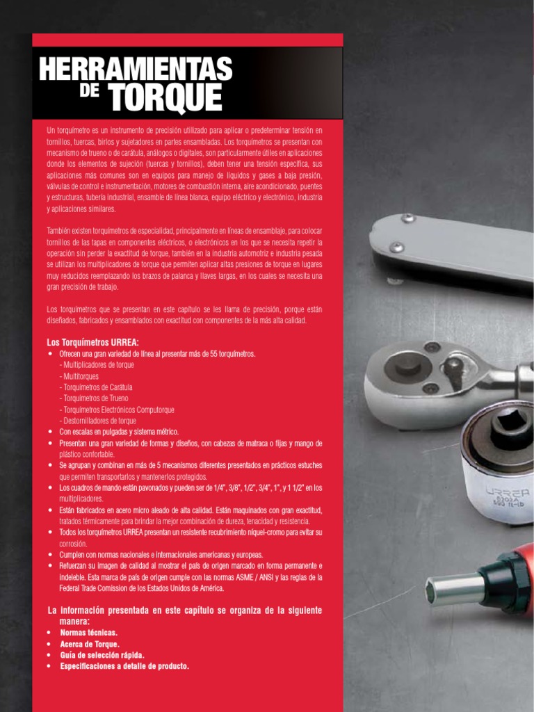 Guía de Torquímetros URREA y Uso | PDF | Hogar, jardinería y bricolaje ...