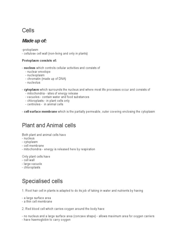 Cells Made Up Of
