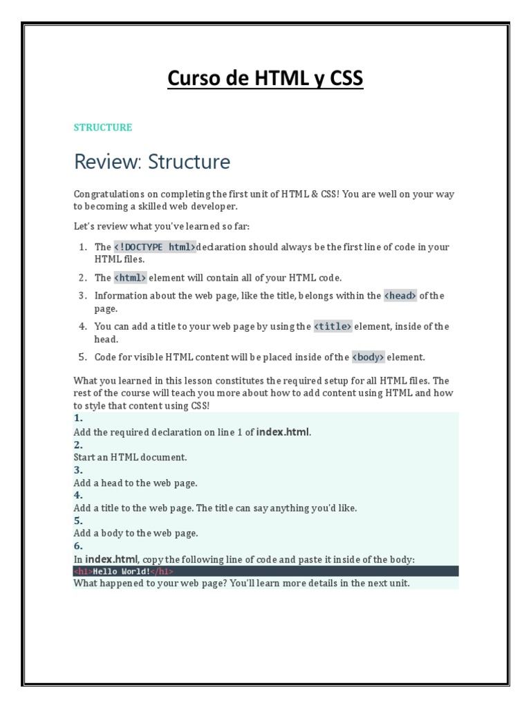 HTML & CSS Course: Lesson 1 Overview | PDF