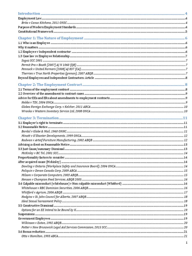 Employment Law Alberta Notes Adams Download Free PDF Independent Contractor Employment