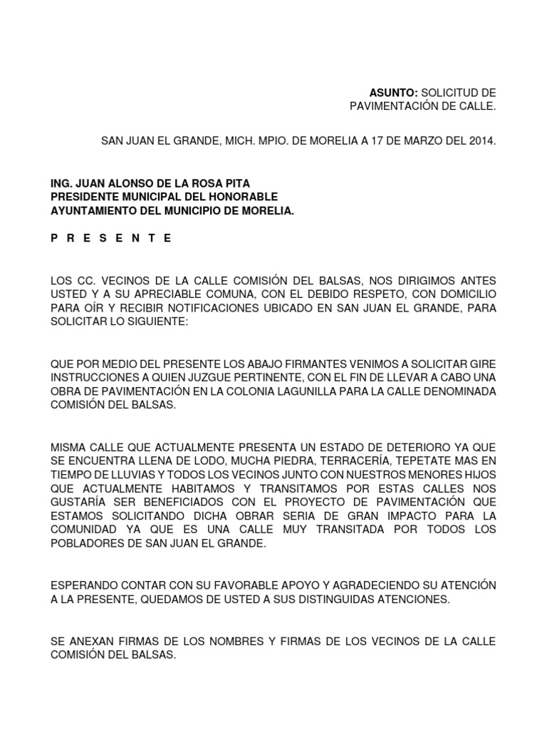 SOLICITUD PAVIMENTACION